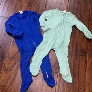 Cozy Kids Footies in Navy and Mint